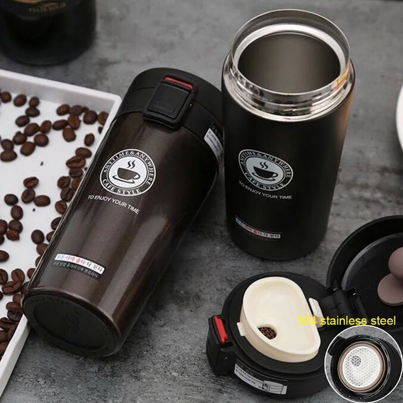 

380ml Double Stainless Steel 304 Coffee Mug Leak-Proof Thermos Mug Travel Thermal Cup Thermosmug Water Bottle For Gifts