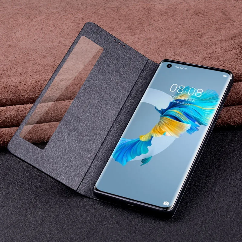 

Luxury Genuine Leather Flip For Huawei P40 Mate 40 30 20e 20 Pro Plus Leather Half Pack Phone Case Mate40 Phone Cases Shockproof