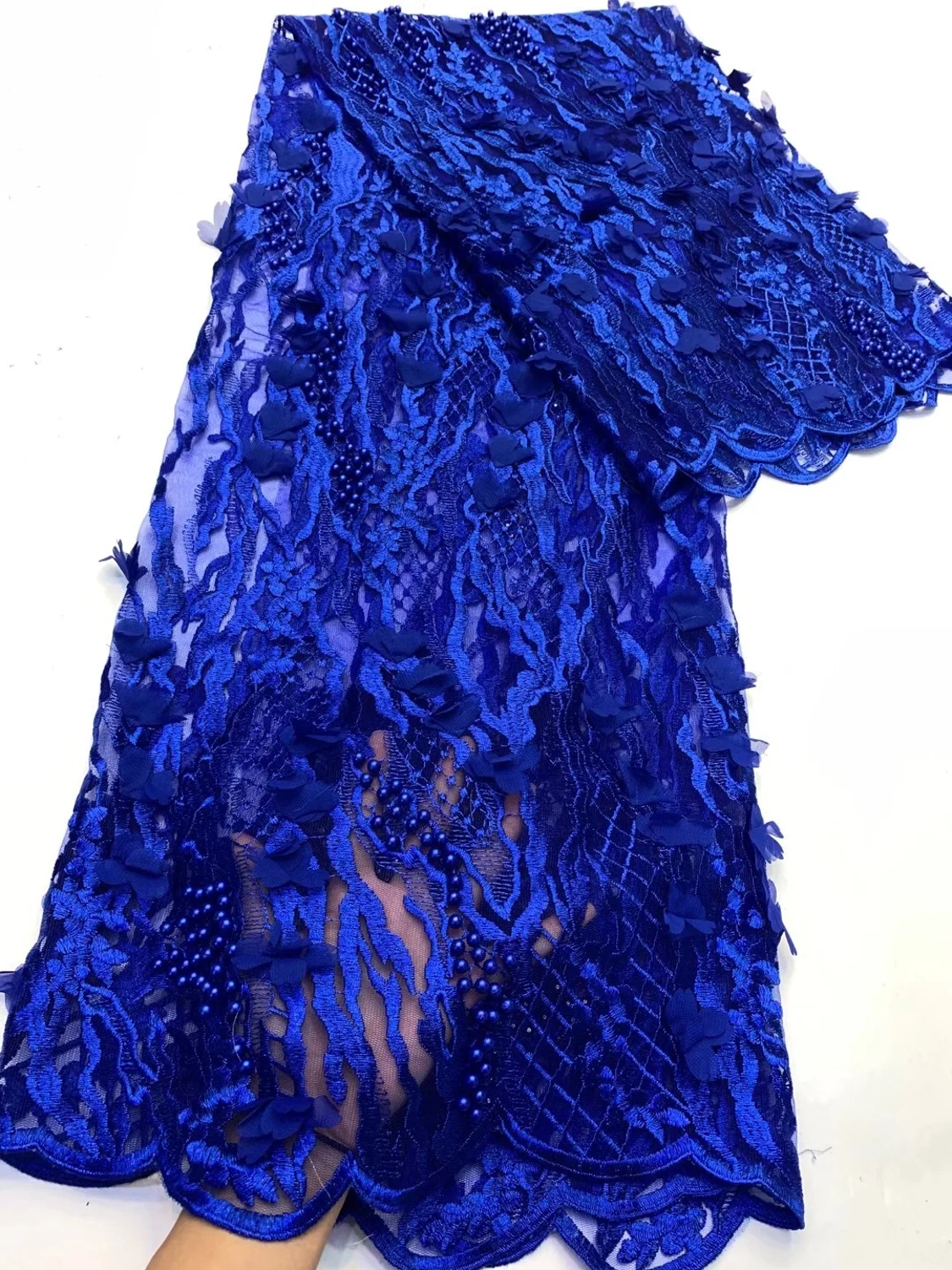 

High Quality Luxury Handmade lace embroisery African Velvet Lace Fabric Nigerian Lace Fabrics with Many stones for Dress