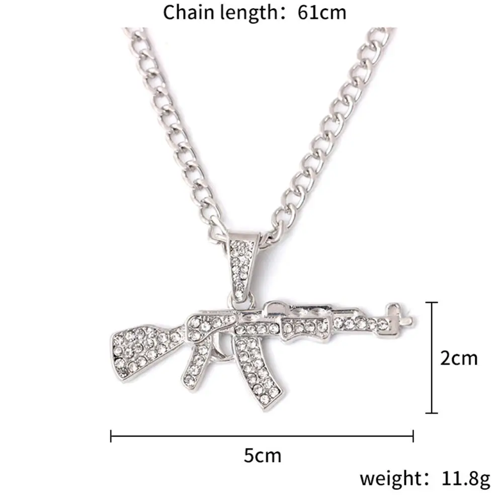 

Hot Submachine Gun Pistol Necklaces Fashion Men Hip Hop Accessories Dance Franco Chain Maxi Charm Long Pendant Necklace