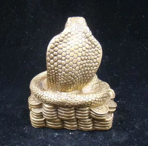 Collectible Handmade Carved Statue Figurine Brass Chinese Zodiac Snake | Дом и сад