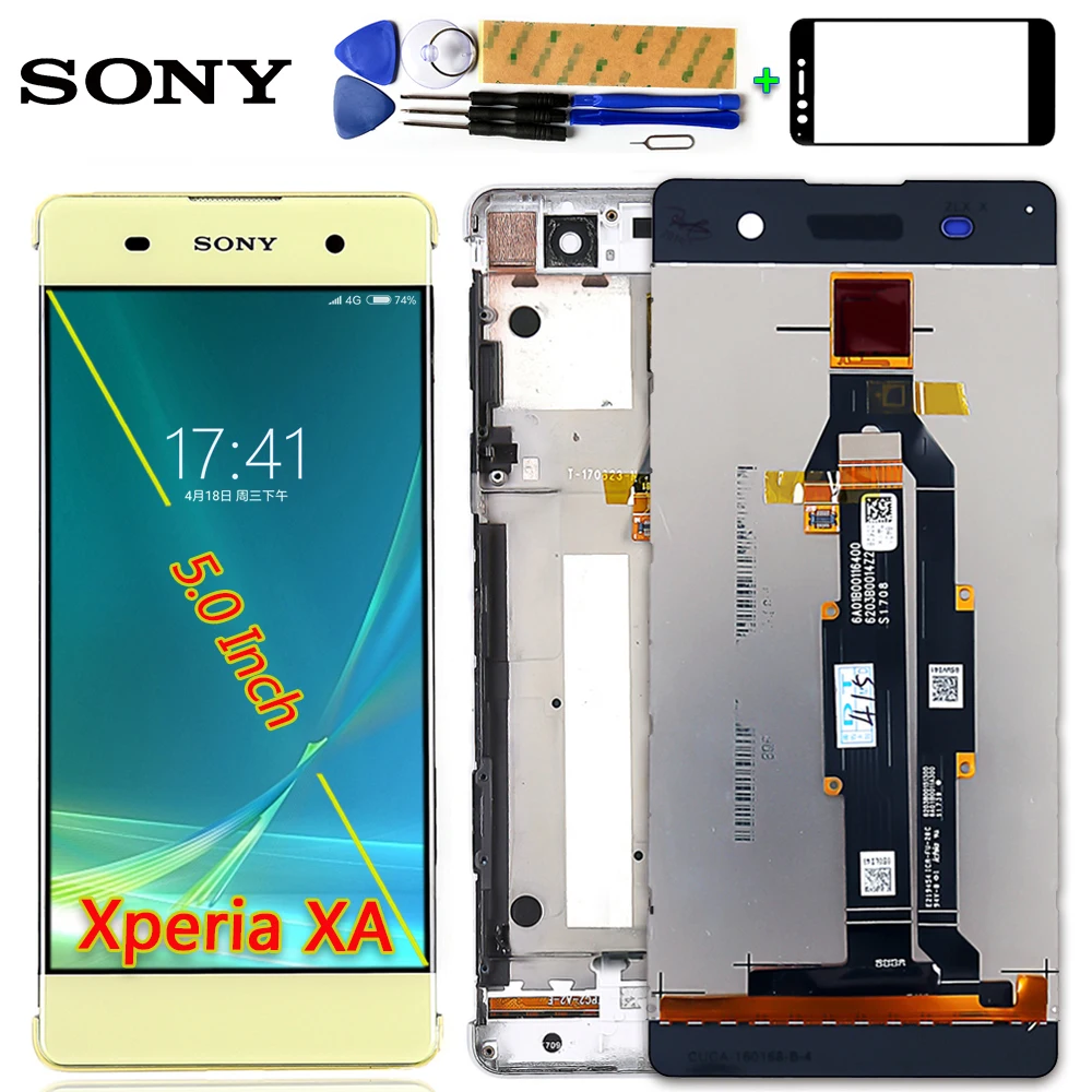 SONY Xperia XA 5,0 дюймов ЖК-дисплей F3111 F3112 F3115 F3116 сенсорный экран дигитайзер 1280*720 сборка рамка бесплатные инструменты стеклянная пленка