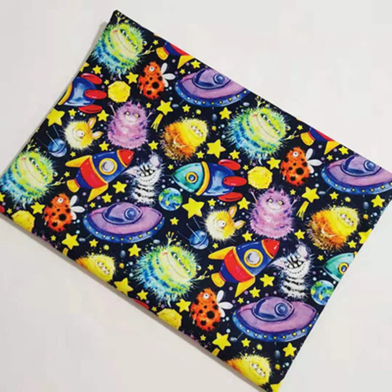 

100% Cottton ViaPhil Brand Space Travel Rocket Ghost Spirit Fabric DIY sewing Clothing Tissue Telas 50x105cm Cloth Dress Decor