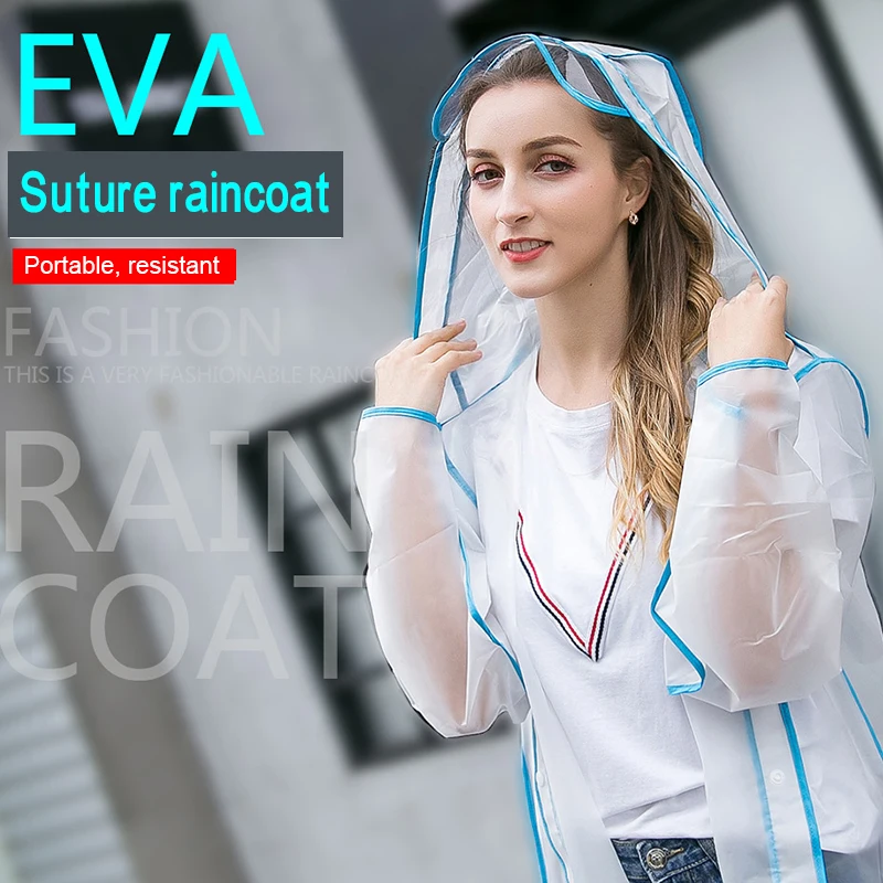 Transparent Rain Coat PVC Vinyl Waterproof Raincoat Outdoor Travel Runway Hooded Poncho Rain Coats Ladies Rainwear Dropshipping