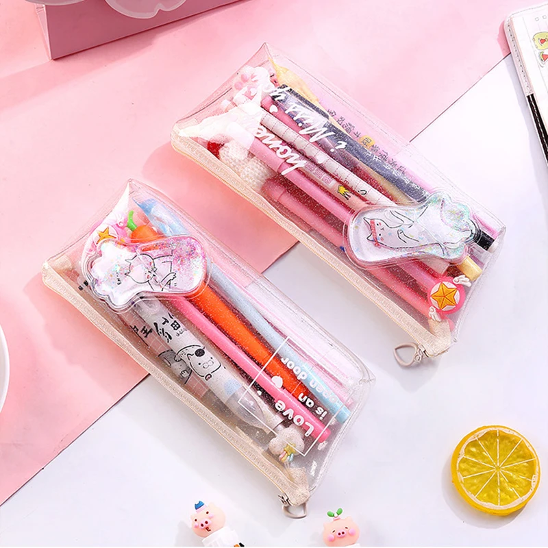 Прозрачный чехол карандаш из ПВХ с милым когтем кота сумка для канцелярских