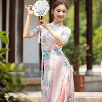 water yarn classical dance cheongsam light weight flowy women chinese dance gauze dress elegant dancer performance show wear
