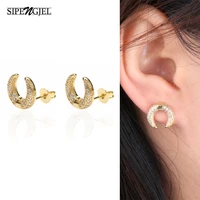 sipengjel fashion geometric punk moon earrings simple gold plated piercing stud earrings party jewelty gift