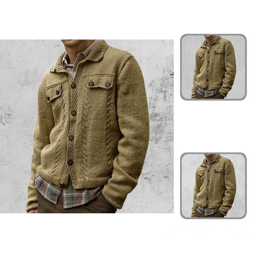 

Men Sweater Stylish Men Wool Knitted Cardigan Multi-Button Cold Resistant Men Knitwear