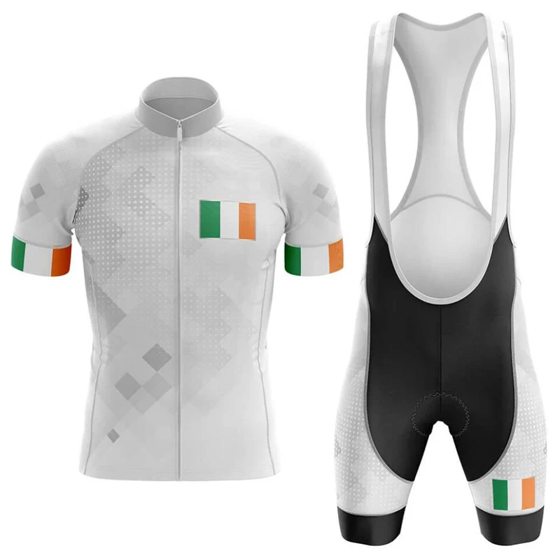 

2020 IRELAN Team White Cycling Clothing Bicycle Jersey Mens Clothing Summer Professional Cycling Jerseys 20D Gel Pad Bike Shorts