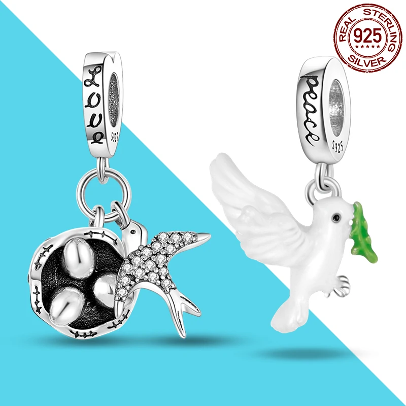 

Шармы-подвески «голубь и Ласточка» из серебра 925 пробы