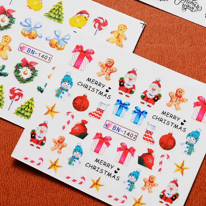 

Women Christmas Stickers For Nails 12pcs/set 3D Nail Art Decorations Transfer Stickers Decals DIY Nail Tips Accessories
