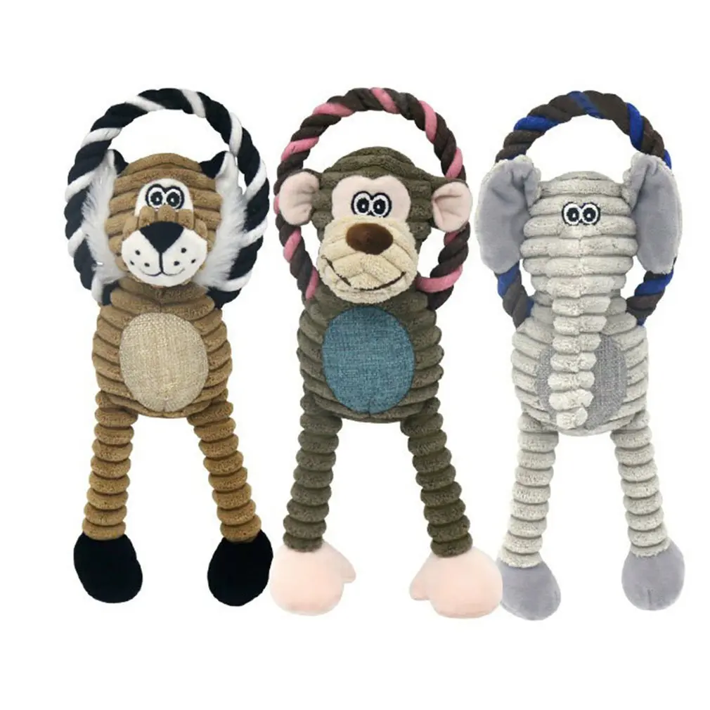 

Fun Pet Toy Animal Shape Corduroy Chew Toy For Dogs Puppy Squeaker Squeaky Plush Bone Molar Dog Toy Pet Training Dog Accessories