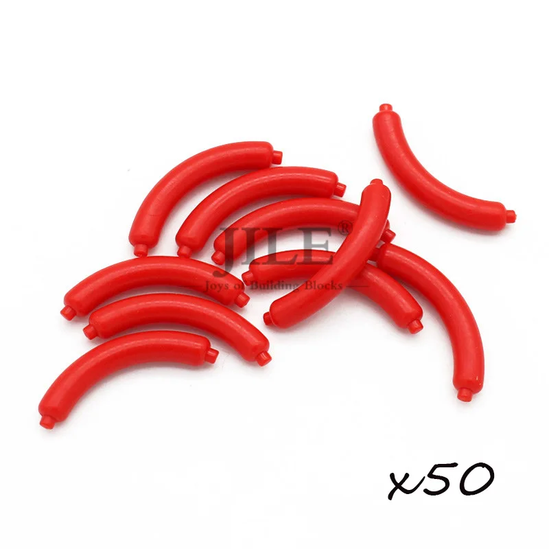 33078 sausage 50pcs Moc Food Building Blocks Fruit Apple Banana Frish Dish Drumstick Sausage Bone DIY Bricks Bulk Set Compatible with City View Toys - Цвет: 33078 sausage 50pcs