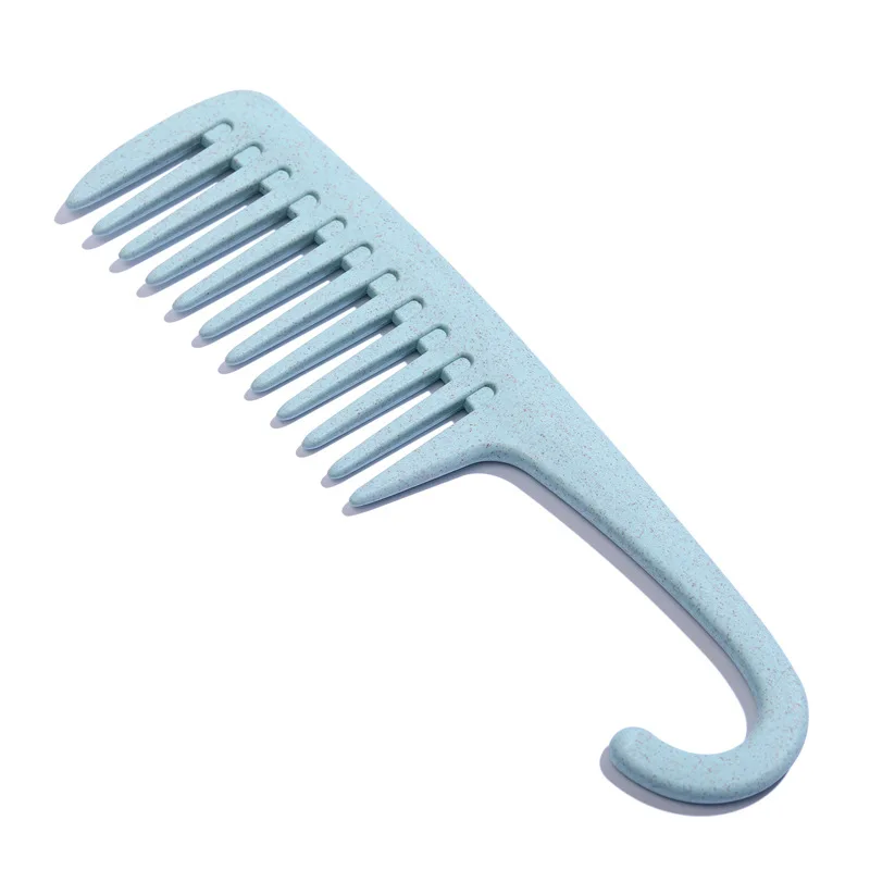

Wheat Straw Wide Tooth Curved Hook Comb Hairdressing Styling Comb Dry and Wet Plastic Comb for Household Use