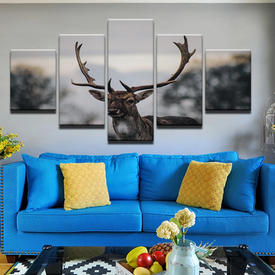 

Animal Deer Landscape Canvas Painting Modern Wall Art Poster Painted Picture For Home Decor