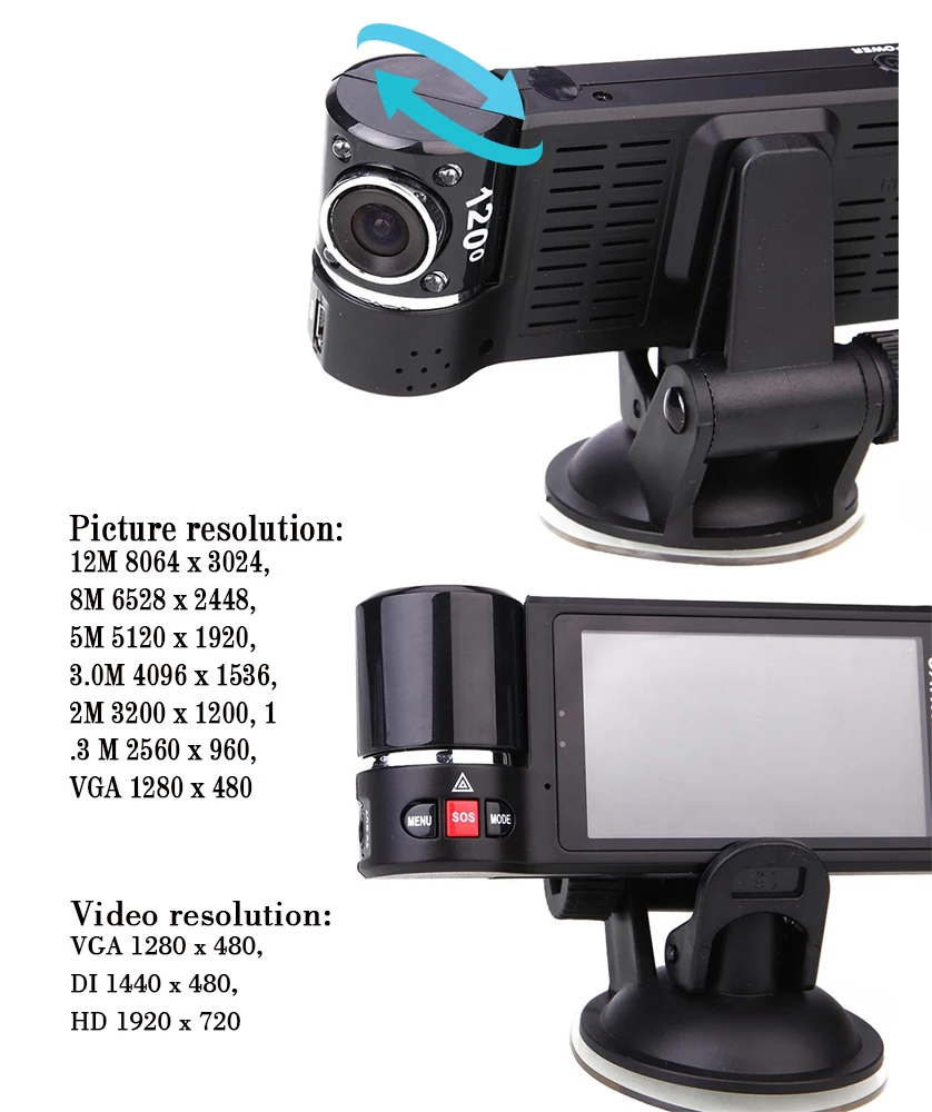 Видеорегистратор F600 с функцией ночного видения 1080P ЖК дисплей 2 7 &quot двойная