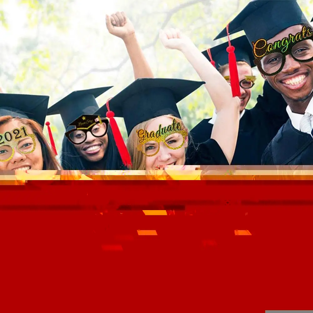 

6/12pcs Glitter Paper Glasses 2021 Graduation Party Cap Eyeglasses Frame Decoration Props Congrate Booth Class Graduated Ph Z2O1