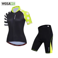 wosawe summer women cycling jersey set breathable short sleeve bike bicycle jerseys gel pad shorts tights cycling clothing suit