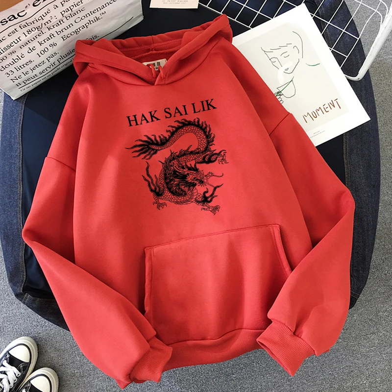 

Harajuku Dragon Letter Printed Hoodie Women 2020 Winter Streetwear Women Long-Sleeved Clothing Plus Size Sweatshirt Retro Top