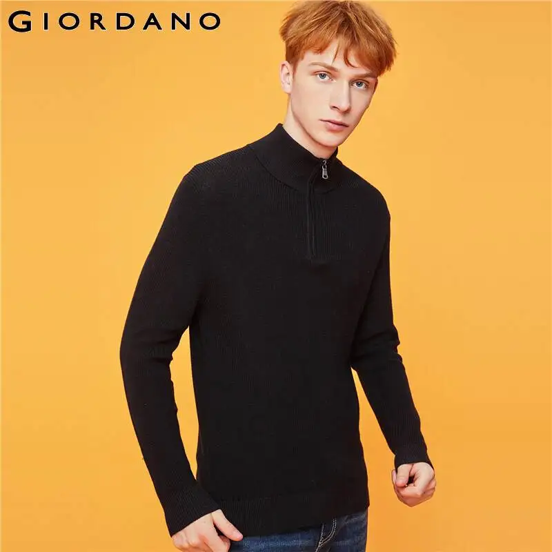 Giordano мужской свитер с высоким воротом на молнии, выполнен в двух цветовых вариантах