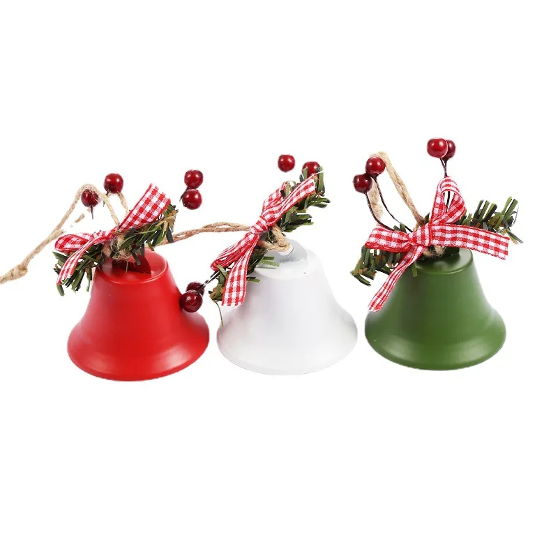 2 piezas de decoraci&oacute;n de &aacute;rbol de Navidad de hierro forjado pintado con campanas grandes y hermosa Granja, adornos de bolas de decoraci&oacute;n navide&ntilde;a-3
