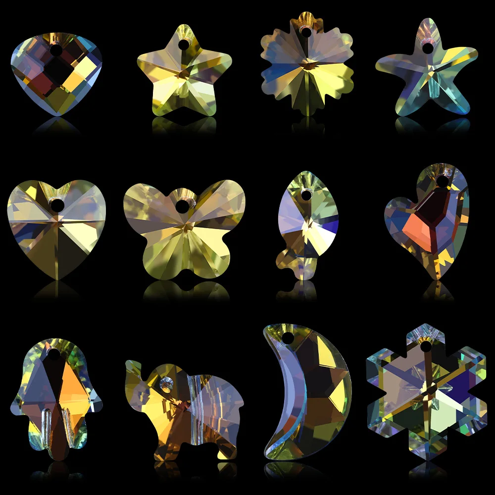 Блестящие AB талисманы с украшением в виде кристаллов стеклянная подвеска сердца