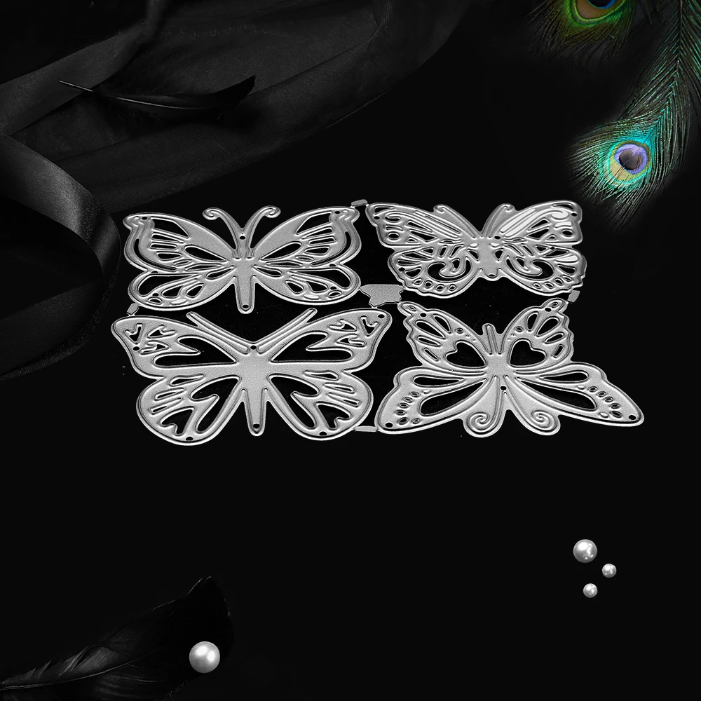 Металлический трафарет с 4 бабочками для рукоделия скрапбукинга альбома