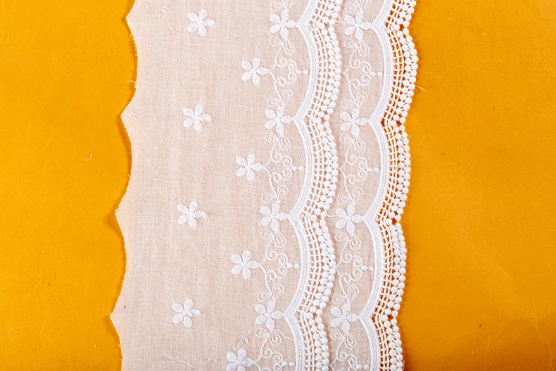 Двухслойная хлопковая кружевная лента с цветочной вышивкой ткань для шитья