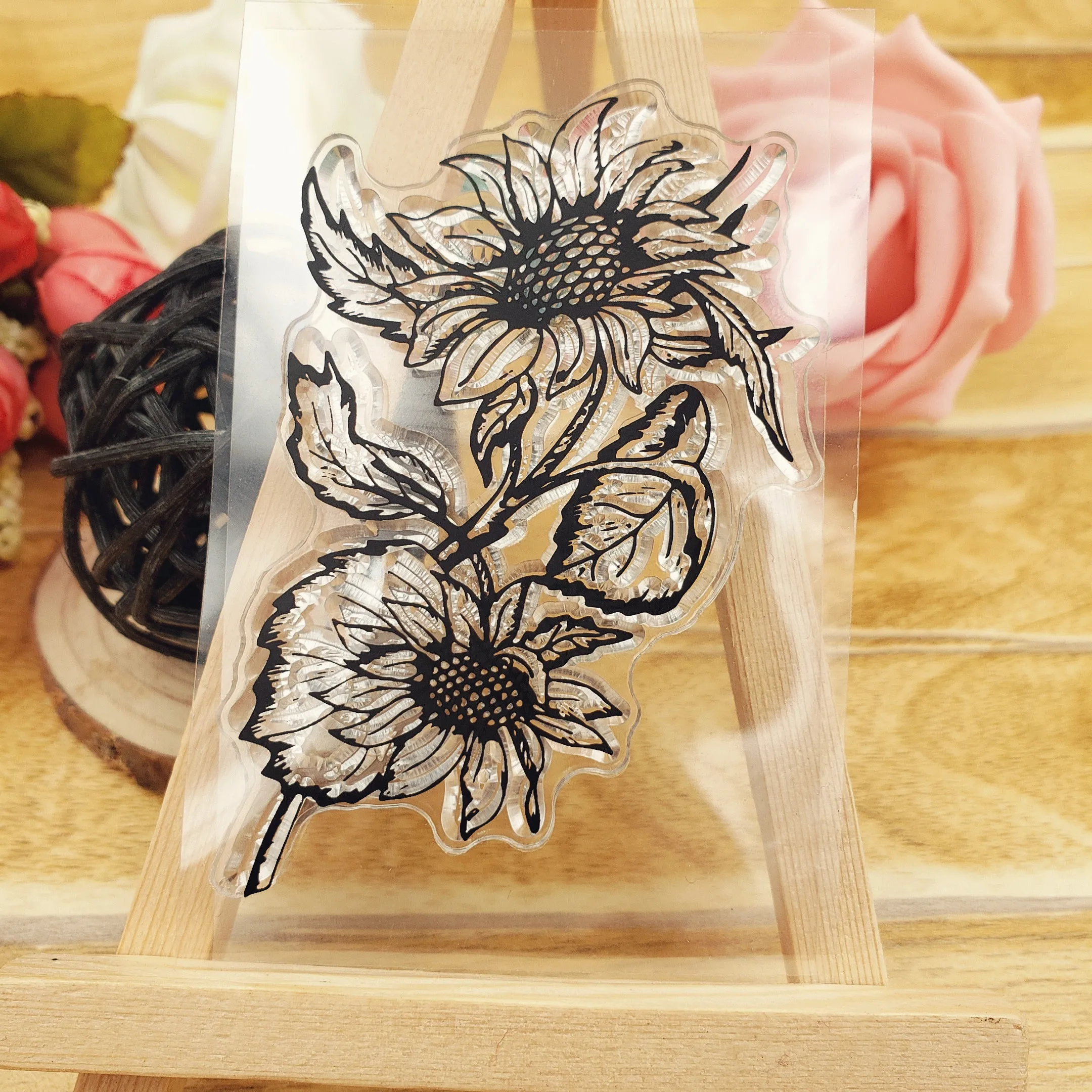 Hot sale sunflower Transparent Clear Stamps / Silicone Seals Roller Stamp for DIY scrapbooking photo album/Card Making