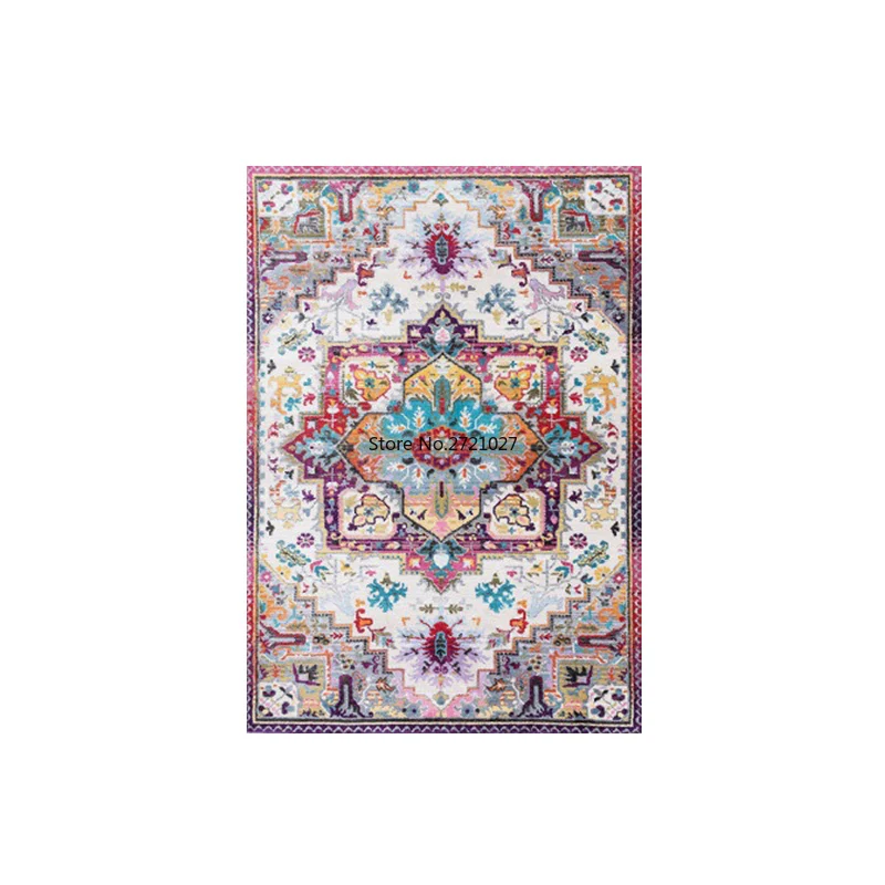 

JQ Bohemian Style Carpet LivingRoom Retro Vintage Bedroom Study Area Carpet Non-slip Floor Mats Home Decor
