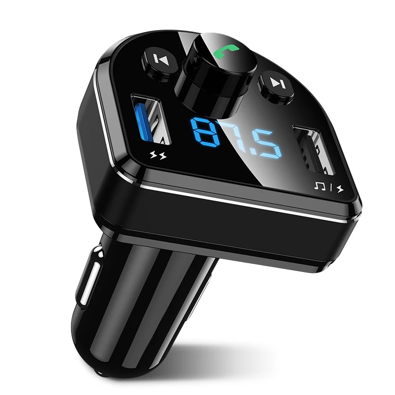 Автомобильное зарядное устройство YKZ светодиодный дисплей 3.1A быстрая зарядка автомобильное зарядное устройство для устройства Handsfree Bluetooth fm-передатчик MP3-плеер для мобильного телефона - Тип штекера: Black