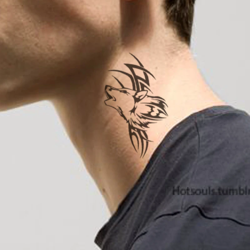 

Temporary Tattoo Stickers Black Wolf Spider Line Totem Fake Tatto Waterproof Tatoo Neck Leg Arm Belly Small Size for Women Men