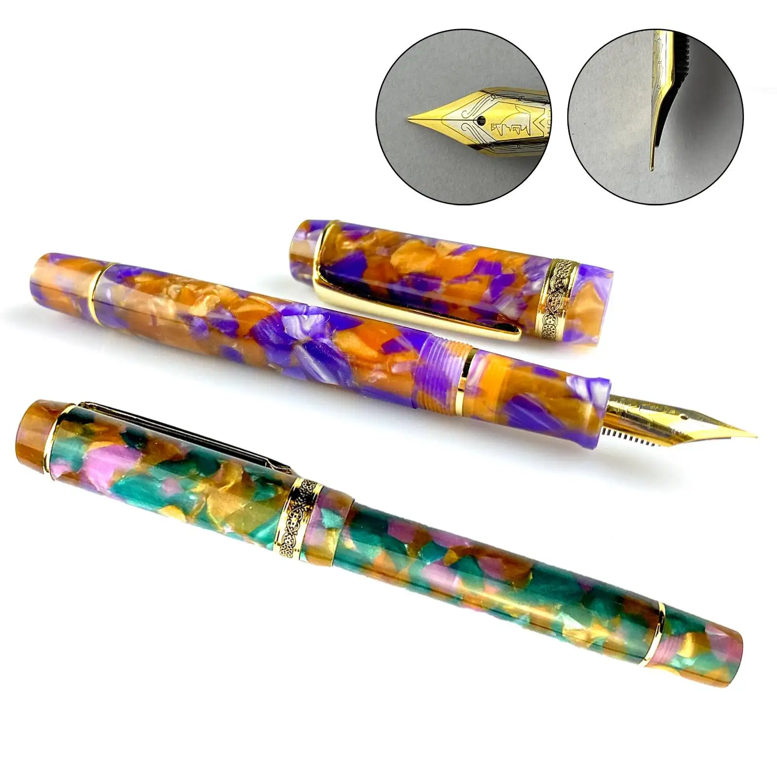 

Kaigelu 316A Purple Brown Celluloid Fountain Pen Iridium EF F M Nib Gift Pen Writing Ink Pen Office Business school pens new