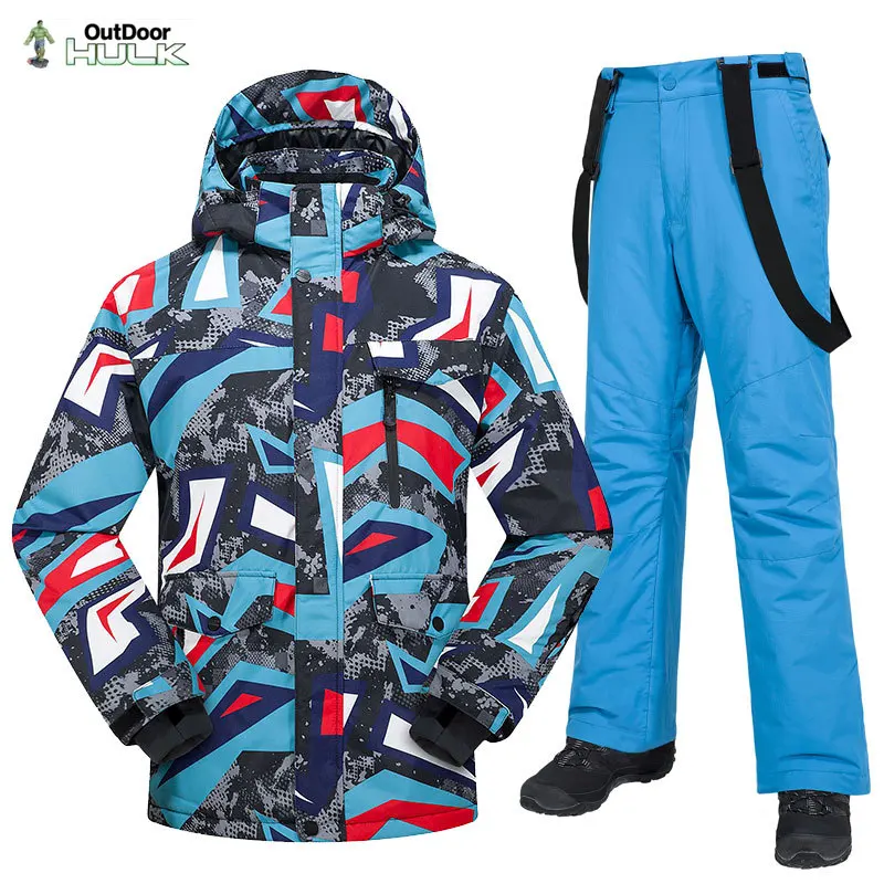 

Новый Популярный лыжный костюм мужской зимний новый открытый ветрозащитный водонепроницаемый термальный Мужской комплект штанов для снег...