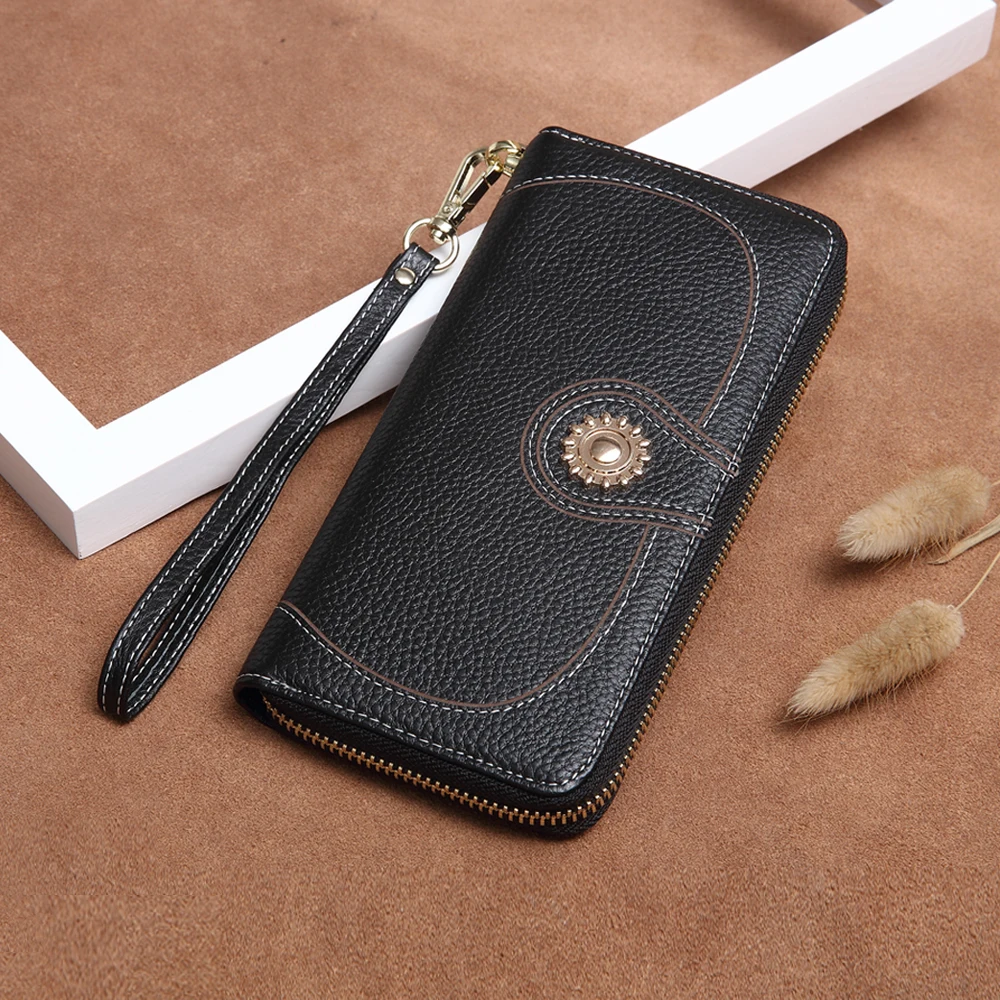 Новинка весны 2020 женский клатч с подсолнухом кошельки из натуральной коровьей