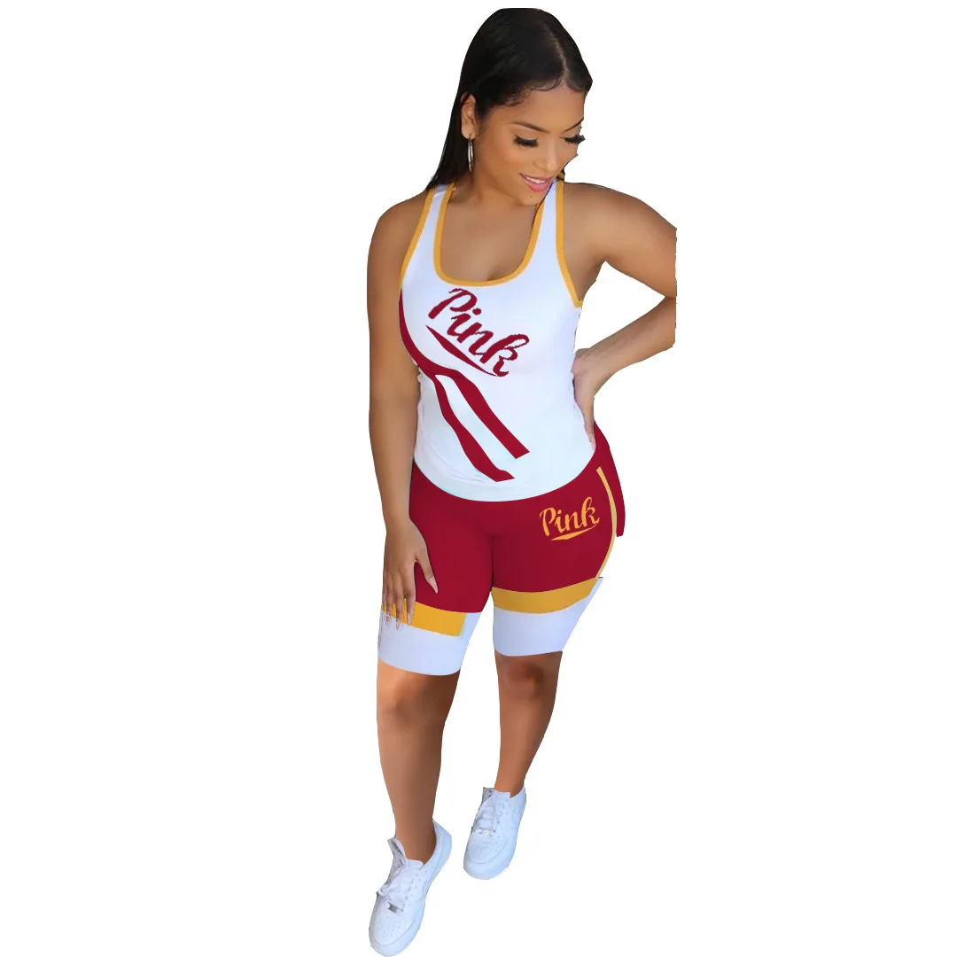 

Cnmyou Women's hot sale letter print vest casual suit sports two-piece suit
