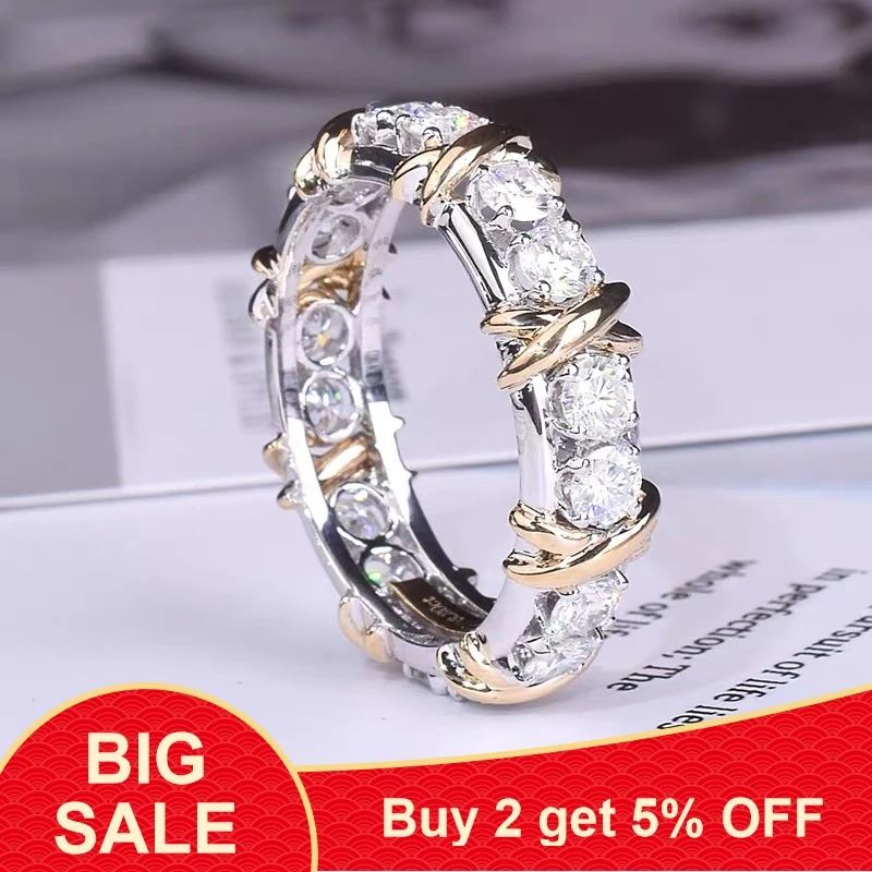 Fashion Eternity Jewelry 5A Zircon stone 10KT White&Yellow Gold Filled Women Engagement Wedding Band Ring