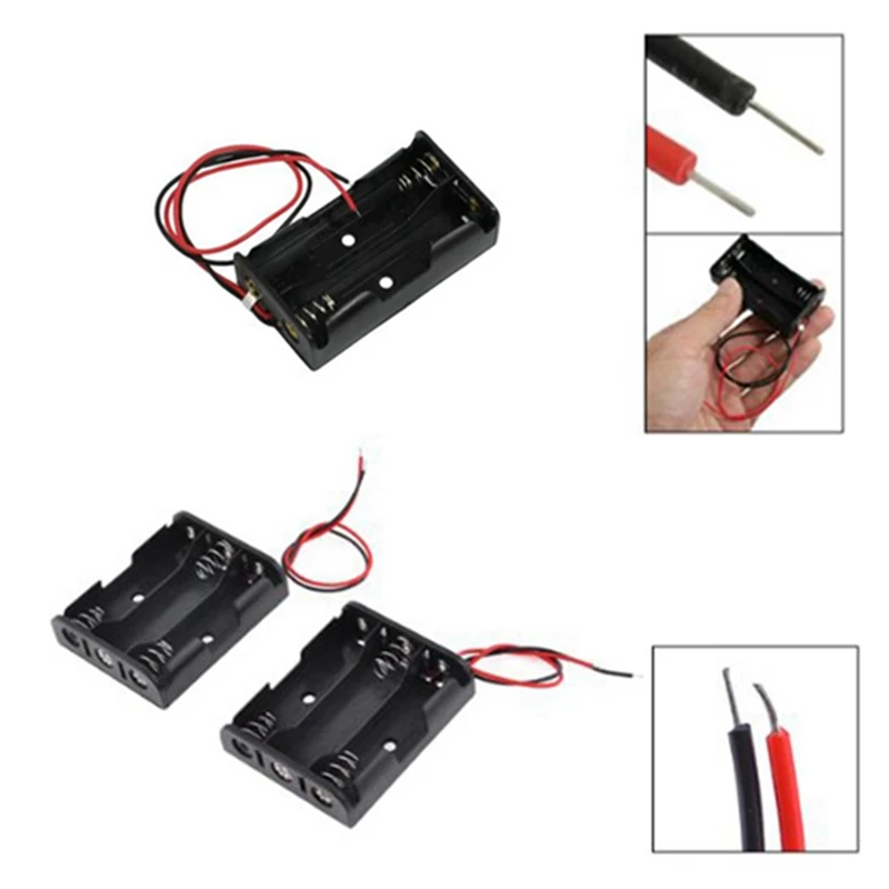 3 шт. Пластик Батарея батарейного ящика: 2 предмета черный красный кабель 3x1 5 V AA