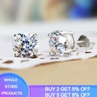 Серьги-гвоздики женские из серебра 925 пробы, 1 карат, с фианитами и бриллиантами