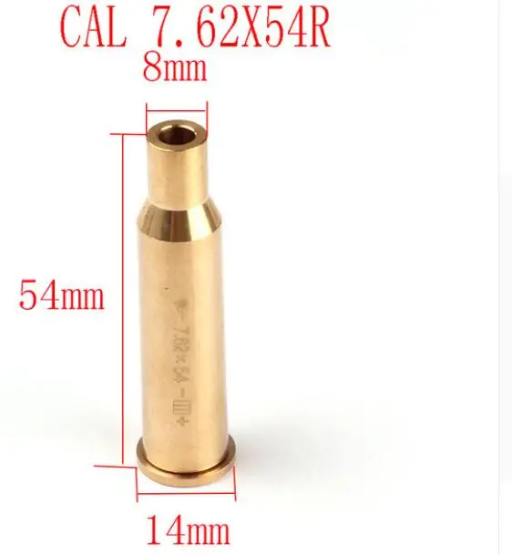 CAL7.62X54R Тактический красный лазерный латунный Boresight CAL Картридж Диаметр Sighter картридж 8 мм 9 мм. 308 6,5X55. 223. 38 7,62X54 охотничий прицел - Цвет: CAL7.62X54R