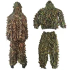 Мужской Женский Детский уличный костюм Ghillie, камуфляжная одежда, тренировочная одежда в виде листьев, охотничий костюм, брюки, куртка с капюшоном
