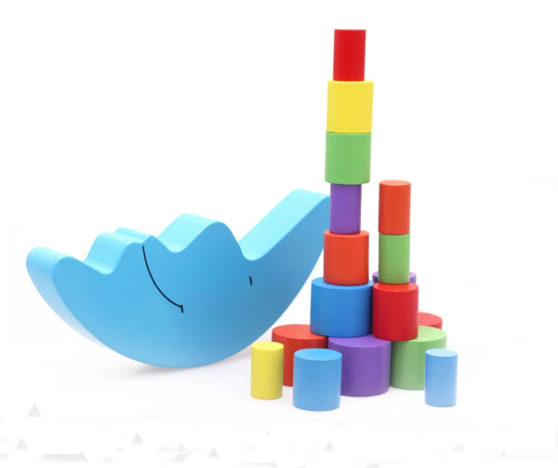 

New Montessori Wood Moon Balance Game Kids wooden Educational Toys For Children Wooden Toys Balancing Blocks for Baby Children