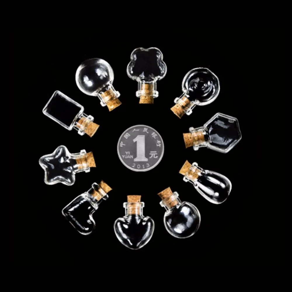 

10 Style 5 PCS Mini Pendant Empty Tiny Clear Wishing Message Glass Bottles Vials Charms Wedding Birthday Party Handmade Gifts