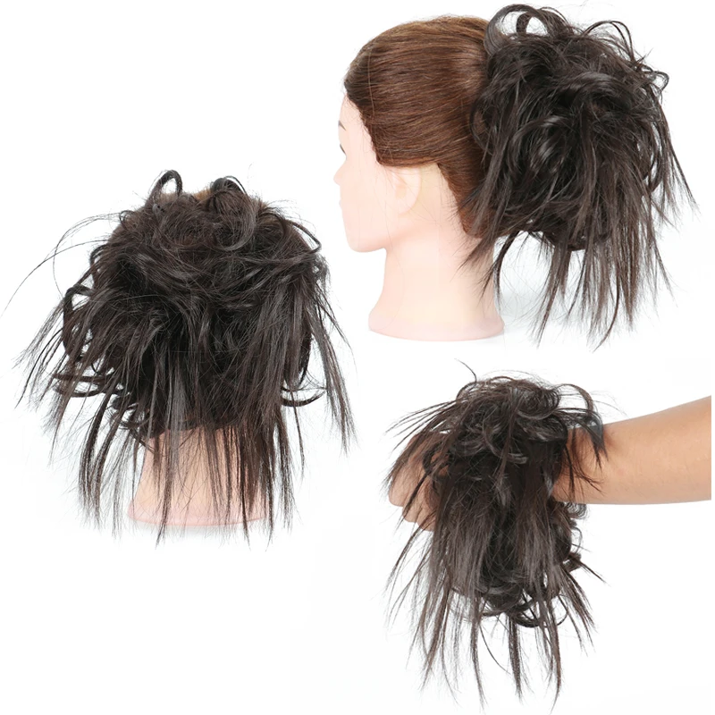 7 дюймов грязный булочка взъерошенные волосы эластичная лента шиньон кудрявые