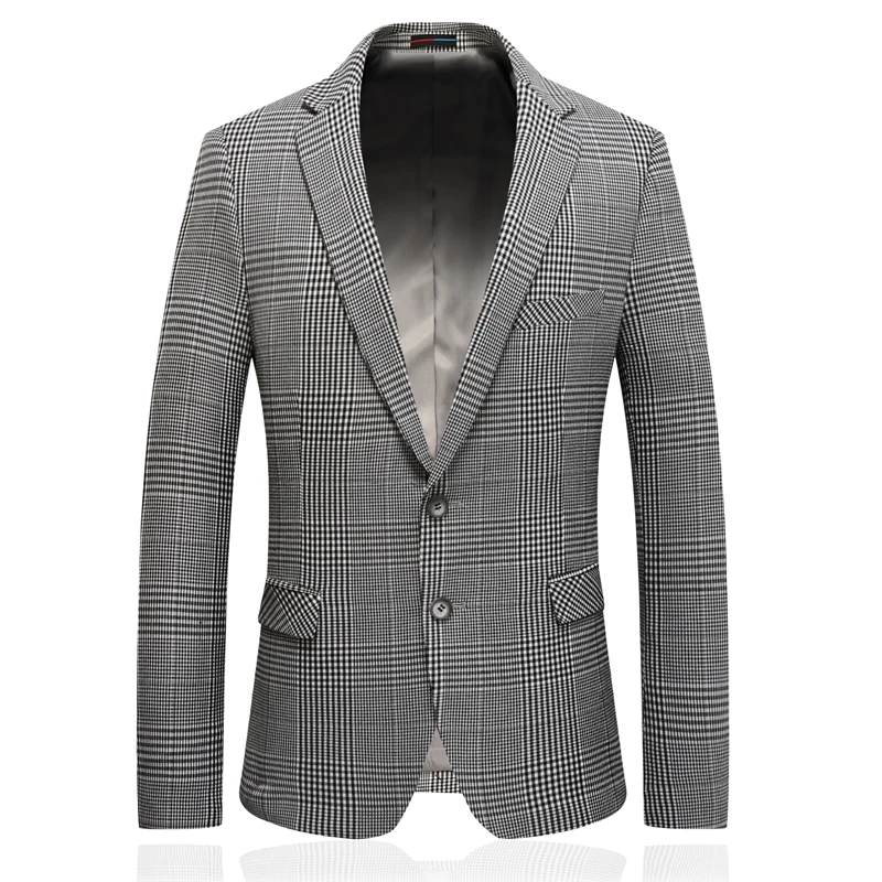 2020 New Men Blazer Classic Plaid Blazer Male Business Wedding Blazer Slim Fit Men Tuexdo Party Dress