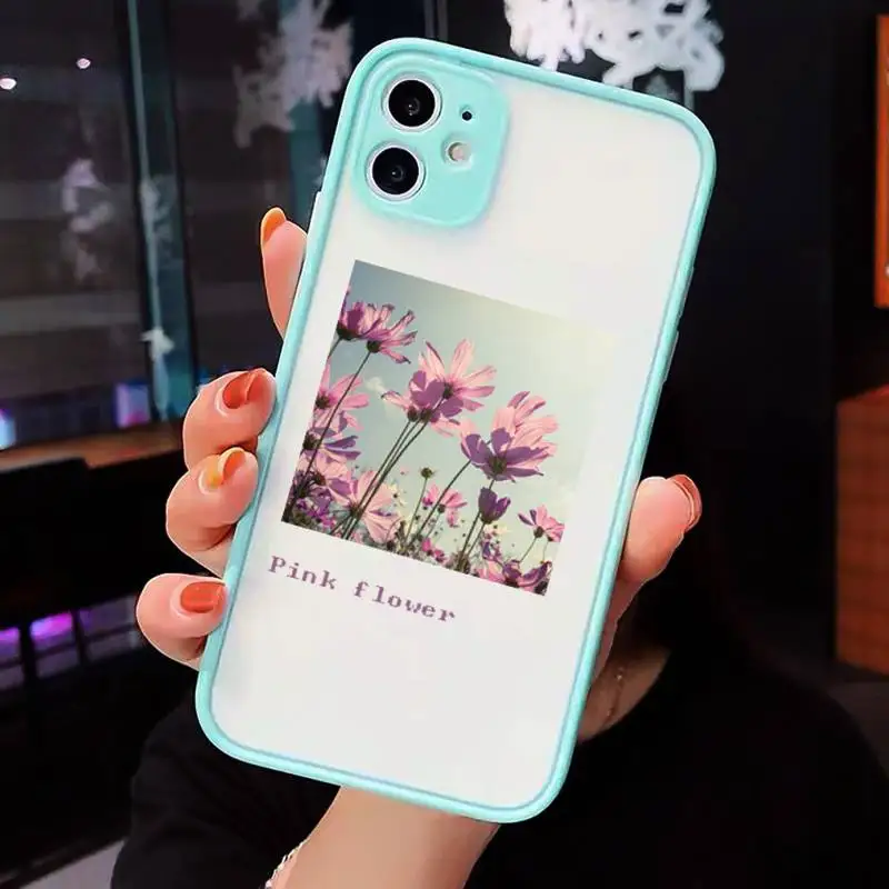 

Flower Summer Pink pattern aesthetics Phone Cases matte transparent For iphone 7 8 11 12 plus mini x xs xr pro max cover