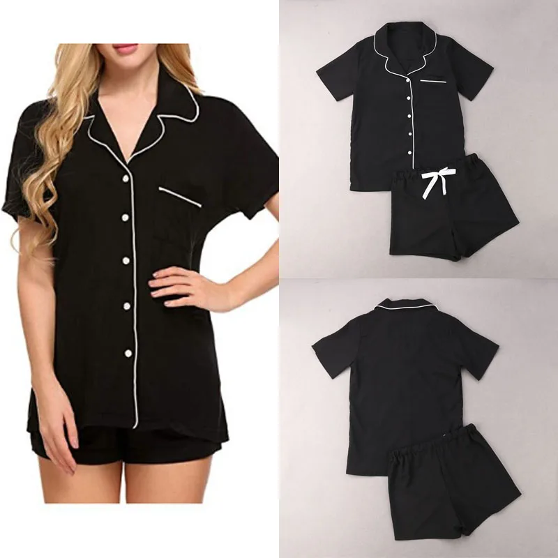 

Casual New Women Loose Pajamas Sets Dot Print Summer Short Sleeves Shirts+Pants Sleepwear Nightwear Woman Pajama Homewear Robe