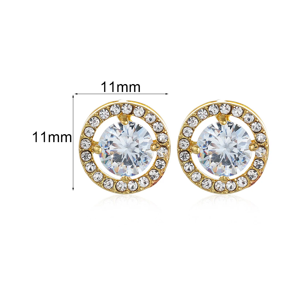 Серьги-гвоздики с бриллиантами Круглые 18 карат из белого золота | Украшения и