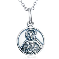 jesus madonna double sided pattern pendant religious necklace s925 sterling silver jewelry