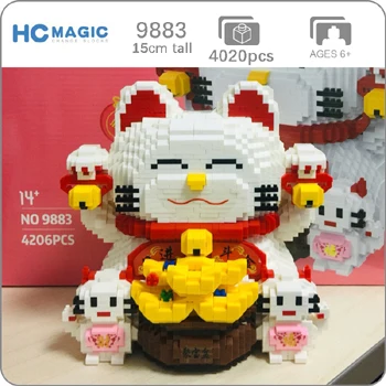 9883 HC большая удача Кот деньги Abacus НДС животное 3D модель DIY Алмаз Мини Строительные маленькие блоки кирпичи игрушка для детей без коробки - Цвет: 9883